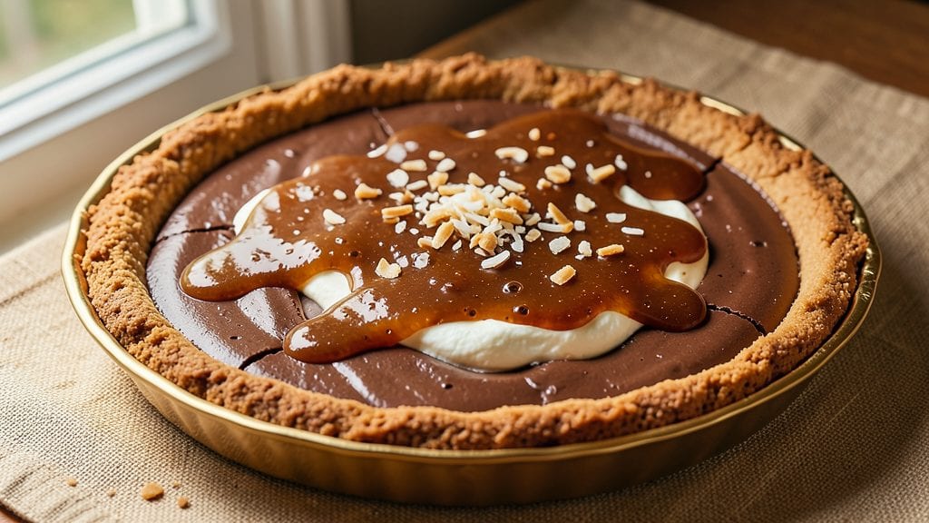 Baker's Original German Chocolate Pie Recipe: Nutty Oat Crown Over Fudgy Vanilla Bliss