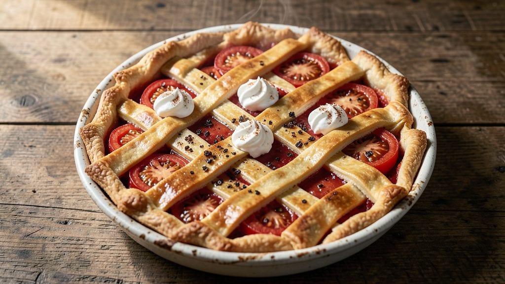 Grandma's Tomato Pie Recipe: Golden Crust Hugging Spiced Fruit Filling