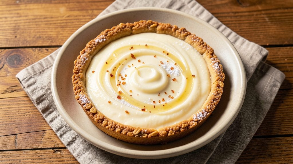 Pie Tart Recipe: Two-Ingredient Oat Crust with Warm Vanilla-Caramel Core